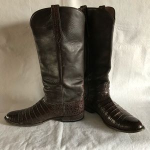 J.B. Hill Texas Mens Alligator Cowboy Boots 11.5D